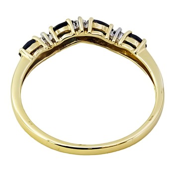 9ct gold Sapphire/Diamond Wishbone Ring size S